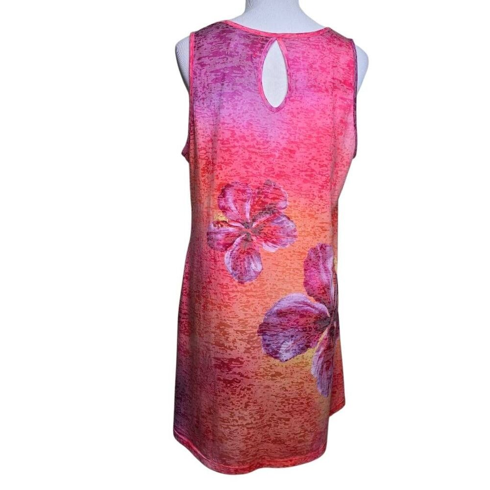 Kai Wahine Designs St Thomas VI Hibiscus Burnout Tank Cover Up Dress Pockets L - Picture 7 of 10